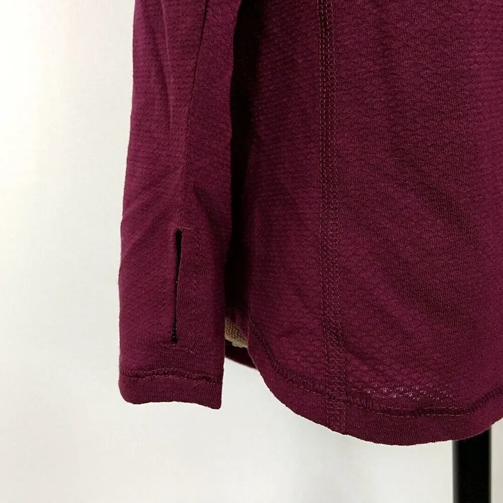 Avia Burgundy Long Sleeve Performance Top Lightweight Athletic Thumbhole sz S